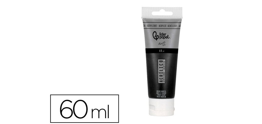 Pintura acrilica liderpapel tubo de plastico de 60 ml color negro marfil