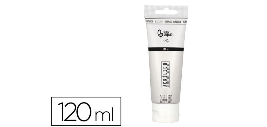 Pintura acrilica liderpapel tubo de plastico de 120 ml color blanco titanio
