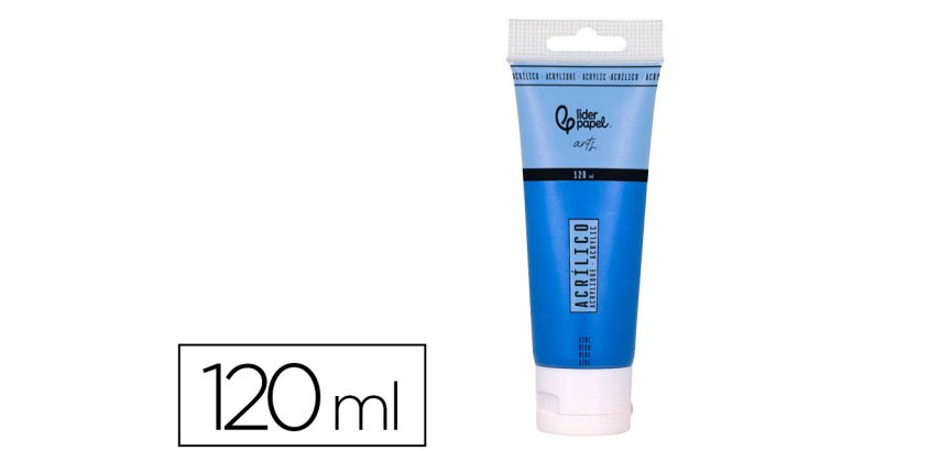 Pintura acrilica liderpapel tubo de plastico de 120 ml color azul