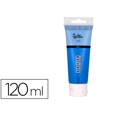 Pintura acrilica liderpapel tubo de plastico de 120 ml color azul