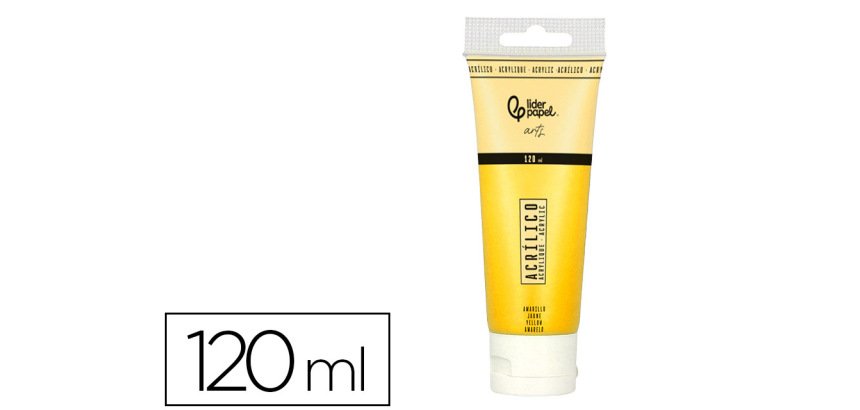 Pintura acrilica liderpapel tubo de plastico de 120 ml color amarillo