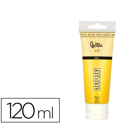 Pintura acrilica liderpapel tubo de plastico de 120 ml color amarillo
