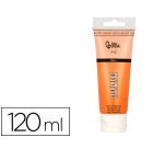 Pintura acrilica liderpapel tubo de plastico de 120 ml color naranja permanente
