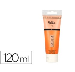 Pintura acrilica liderpapel tubo de plastico de 120 ml color naranja permanente