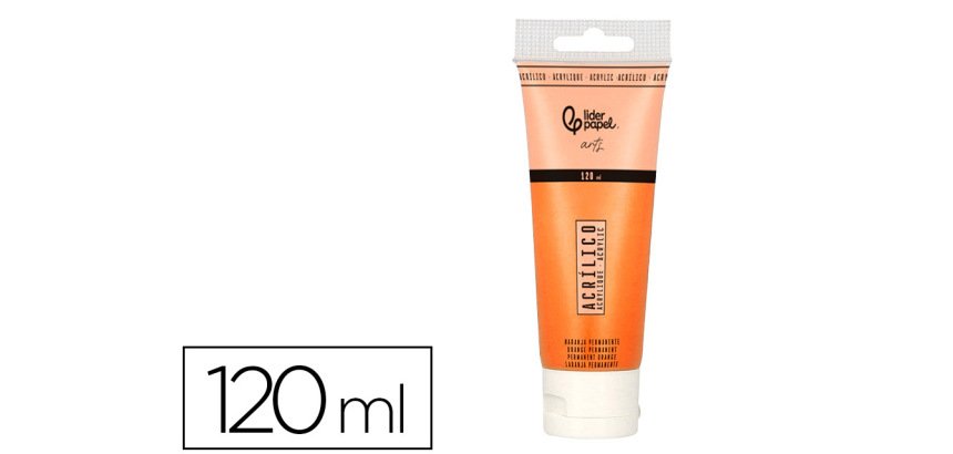 Pintura acrilica liderpapel tubo de plastico de 120 ml color naranja permanente