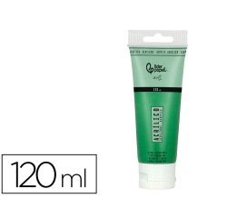 Pintura acrilica liderpapel tubo de plastico de 120 ml color verde permanente