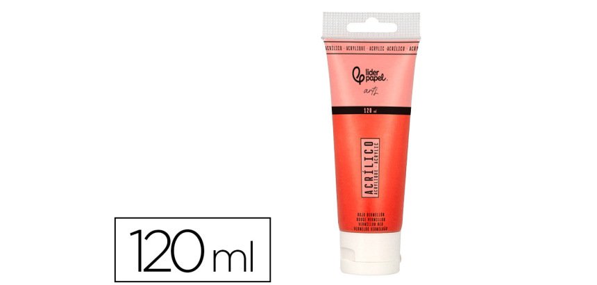 Pintura acrilica liderpapel tubo de plastico de 120 ml color rojo bermellon