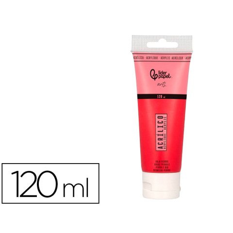 Pintura acrilica liderpapel tubo de plastico de 120 ml color rojo pirrol