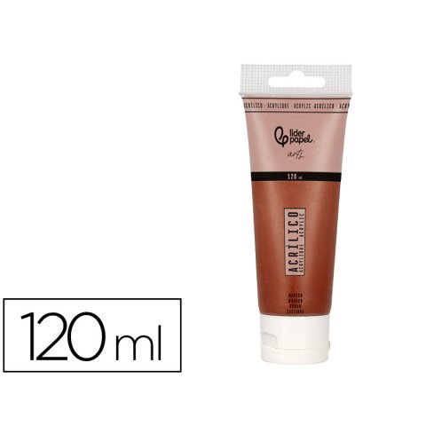 Pintura acrilica liderpapel tubo de plastico de 120 ml color marron