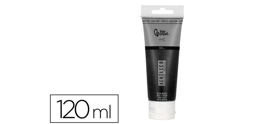 Pintura acrilica liderpapel tubo de plastico de 120 ml color negro marfil