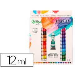 Pintura de acuarela liderpapel caja de 24 tubos de aluminio de 12 ml colores surtidos