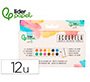 Acuarela liderpapel 12 colores con pincel de agua rellenable y esponja estuche de plastico