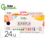 Acuarela liderpapel 24 colores con pincel estuche metalico