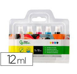 Tempera liderpapel en tubo de alumino de 12 ml estuche de 5 tubos colores primarios