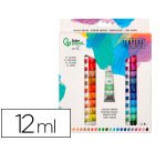 Tempera gouache liderpapel caja de 24 tubos de aluminio de 12 ml colores surtidos