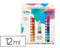 Pintura gouache/tempera liderpapel caja de 24 tubos de aluminio de 12 ml colores surtidos