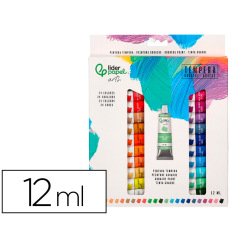Tempera gouache liderpapel caja de 24 tubos de aluminio de 12 ml colores surtidos