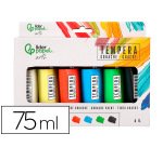 Tempera gouache liderpapel caja de 6 tubos de plastico de 75 ml colores surtidos