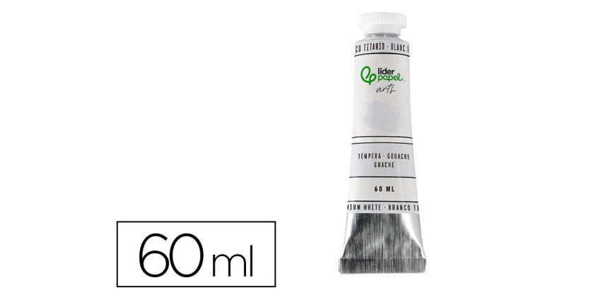 Tempera gouache liderpapel tubo de aluminio de 60 ml color blanco titanio