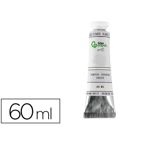 Tempera gouache liderpapel tubo de aluminio de 60 ml color blanco titanio