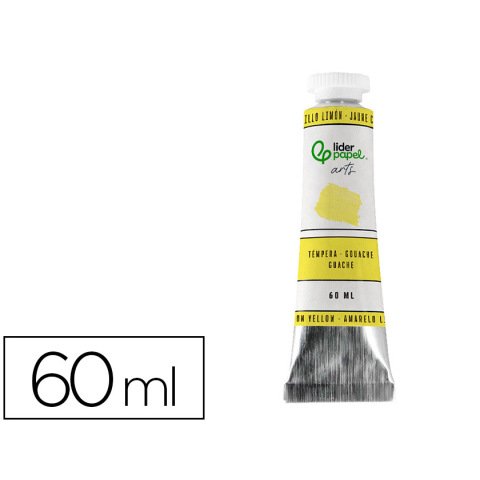 Tempera gouache liderpapel tubo de aluminio de 60 ml color amarillo limon