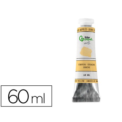 Tempera gouache liderpapel tubo de aluminio de 60 ml color amarillo napoles