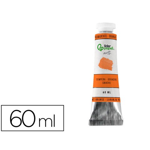 Tempera gouache liderpapel tubo de aluminio de 60 ml color naranja permanente