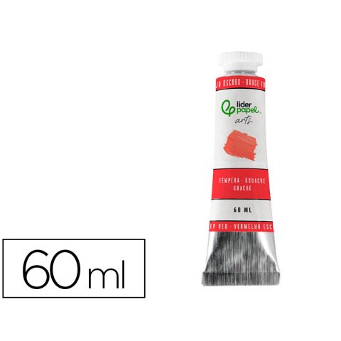 Tempera gouache liderpapel tubo de aluminio de 60 ml color rojo oscuro