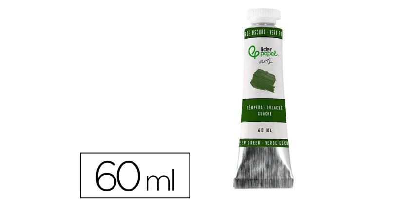 Tempera gouache liderpapel tubo de aluminio de 60 ml color verde oscuro