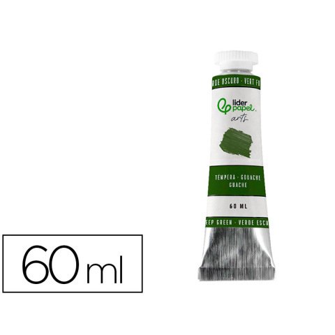 Tempera gouache liderpapel tubo de aluminio de 60 ml color verde oscuro