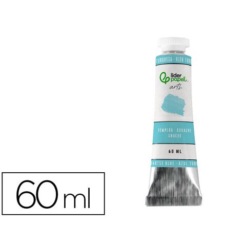 Tempera gouache liderpapel tubo de aluminio de 60 ml color azul turquesa