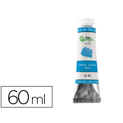 Tempera gouache liderpapel tubo de aluminio de 60 ml color azul cian