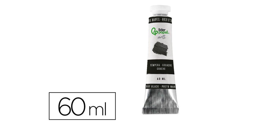 Tempera gouache liderpapel tubo de aluminio de 60 ml color negro marfil