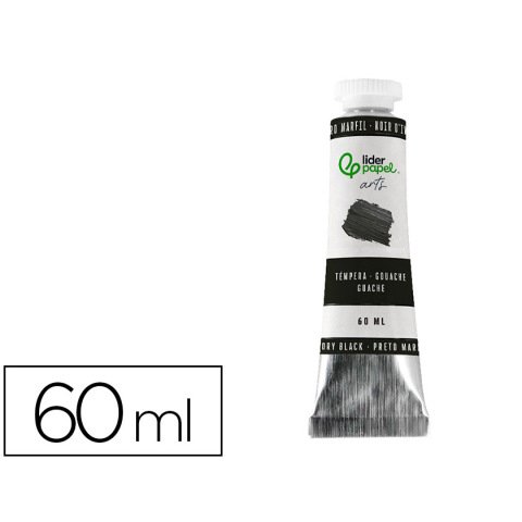 Tempera gouache liderpapel tubo de aluminio de 60 ml color negro marfil