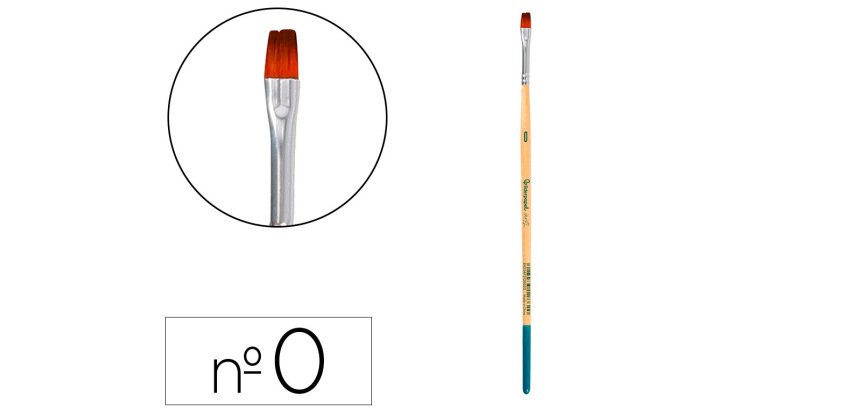 Pincel para pintura acrilica y acuarela liderpapel nº 0 punta plana de pelo sintetico