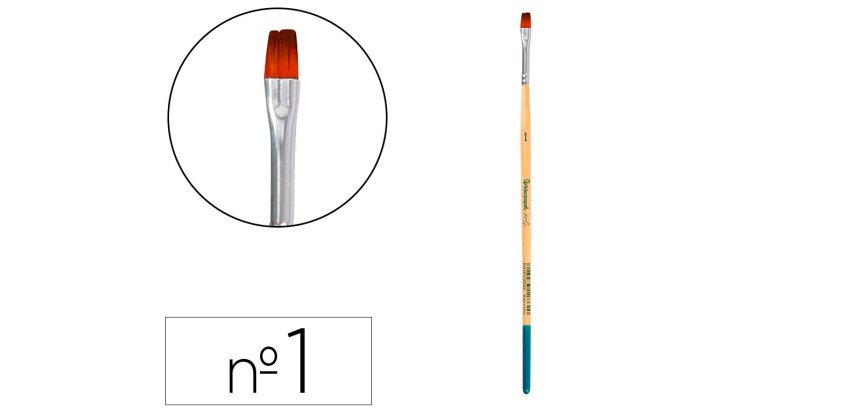 Pincel para pintura acrilica y acuarela liderpapel nº1 punta plana de pelo sintetico