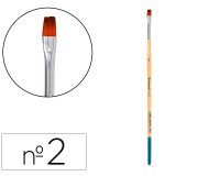 Pincel para pintura acrilica y acuarela liderpapel nº2 punta plana de pelo sintetico