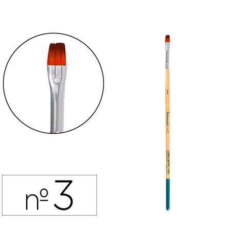 Pincel para pintura acrilica y acuarela liderpapel nº 3 punta plana de pelo sintetico