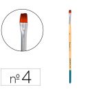 Pincel para pintura acrilica y acuarela liderpapel nº 4 punta plana de pelo sintetico