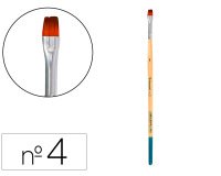 Pincel para pintura acrilica y acuarela liderpapel nº 4 punta plana de pelo sintetico