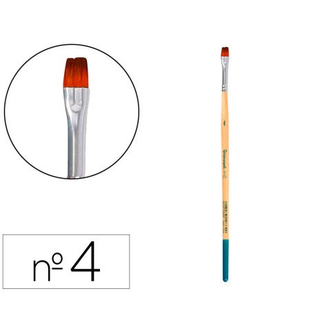 Pincel para pintura acrilica y acuarela liderpapel nº 4 punta plana de pelo sintetico
