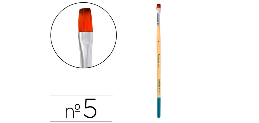 Pincel para pintura acrilica y acuarela liderpapel nº5 punta plana de pelo sintetico