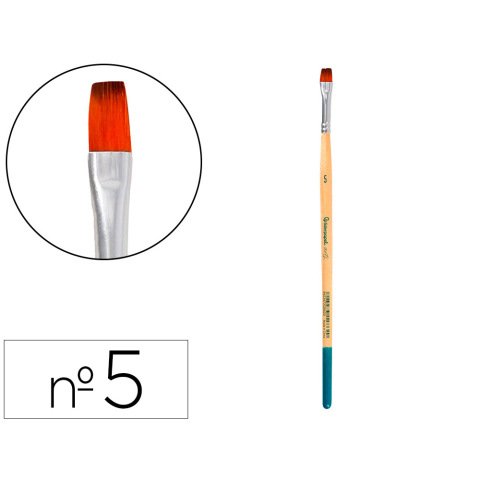 Pincel para pintura acrilica y acuarela liderpapel nº5 punta plana de pelo sintetico