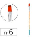 Pincel para pintura acrilica y acuarela liderpapel nº 6 punta plana de pelo sintetico