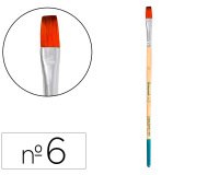 Pincel para pintura acrilica y acuarela liderpapel nº 6 punta plana de pelo sintetico