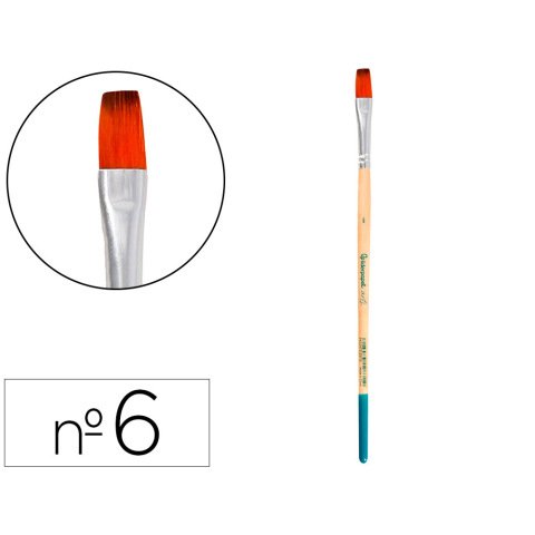Pincel para pintura acrilica y acuarela liderpapel nº 6 punta plana de pelo sintetico
