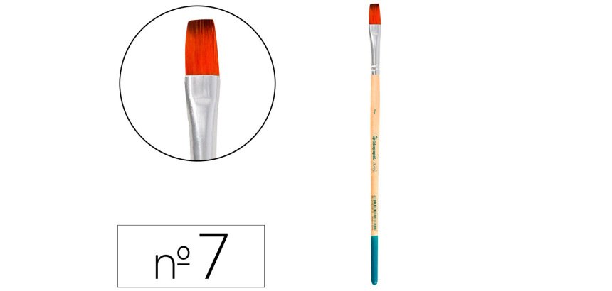 Pincel para pintura acrilica y acuarela liderpapel nº 7 punta plana de pelo sintetico