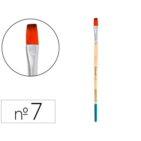 Pincel para pintura acrilica y acuarela liderpapel nº 7 punta plana de pelo sintetico