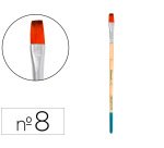Pincel para pintura acrilica y acuarela liderpapel nº 8 punta plana de pelo sintetico