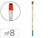 Pincel para pintura acrilica y acuarela liderpapel nº 8 punta plana de pelo sintetico